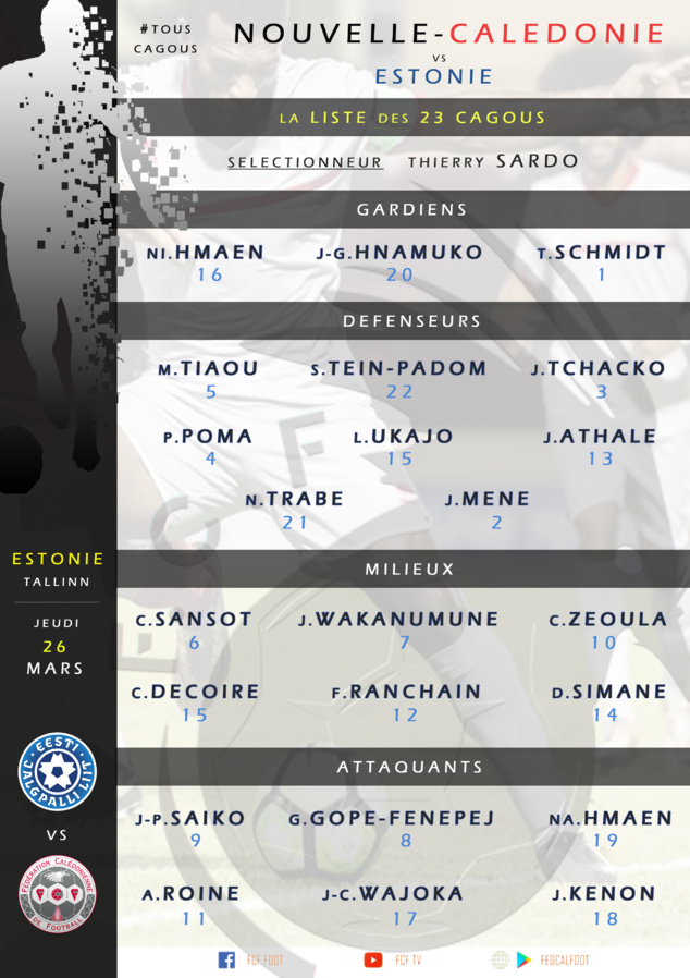 La LISTE des 23 CAGOUS pour l'ESTONIE / Sélection A La LISTE des 23 CAGOUS pour l'ESTONIE / Sélection A