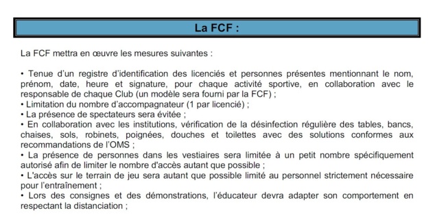 Ça se précise pour les entraînements des clubs / FCF Ça se précise pour les entraînements des clubs / FCF