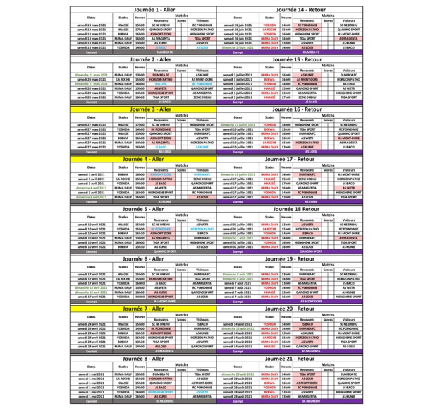 Le CALENDRIER SUPER LIGUE officialisé / Saison 2021 Le CALENDRIER SUPER LIGUE officialisé / Saison 2021