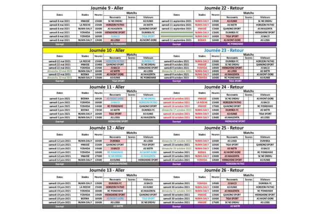 Le CALENDRIER SUPER LIGUE officialisé / Saison 2021 Le CALENDRIER SUPER LIGUE officialisé / Saison 2021