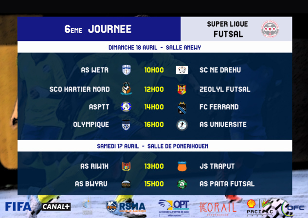 La SUPER LIGUE FUTSAL est d'attaque / Programme Journée 6 + calendrier 2021 (reprise) La SUPER LIGUE FUTSAL est d'attaque / Programme Journée 6 + calendrier 2021 (reprise)
