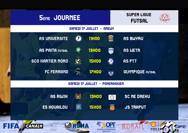 Programme du week-end / SUPER LIGUE J14 + FUTSAL J5 + Coupe U18 (4ème tour)