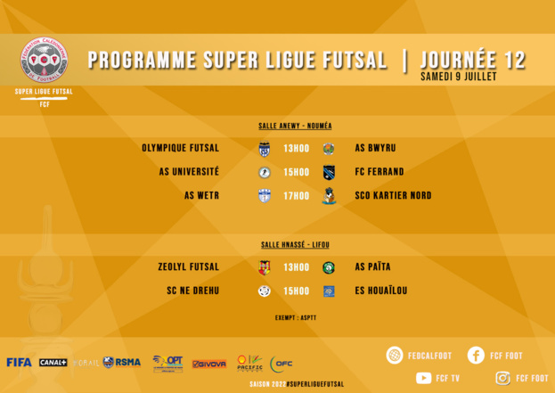 PROGRAMME et LIVE | SUPER LIGUE et FUTSAL (J12) PROGRAMME et LIVE | SUPER LIGUE et FUTSAL (J12)