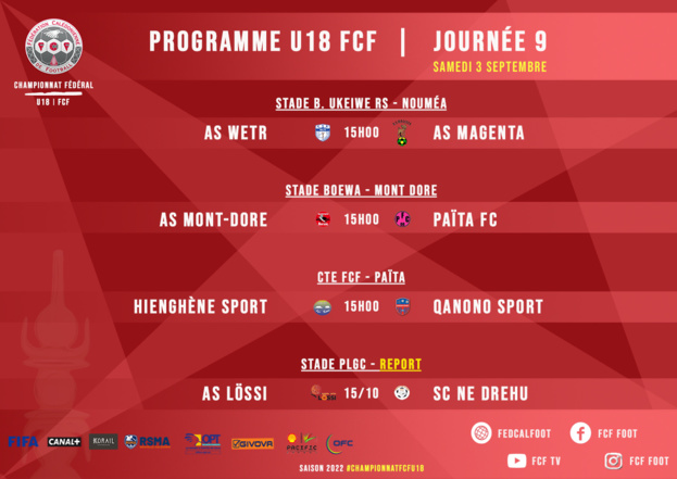Programme fédéral du WEEK-END | SUPER LIGUE J16 et SUPER LIGUE FUTSAL J17 + U18 Fédéral et COUPE Féminines