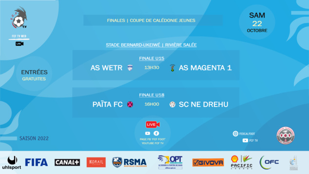 Les finales U15 et U18 de la COUPE DE CALEDONIE : c'est ce samedi à Rivière Salée | DIRECT FCF TV WEB (13H30 et 16H00)