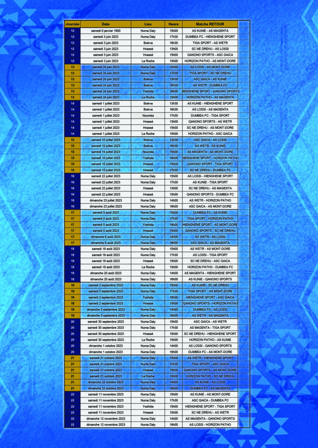 SUPER LIGUE 2023 | CALENDRIER OFFICIEL FCF