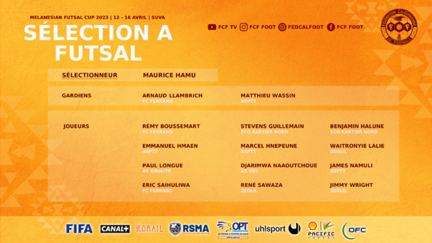 Au tour du FUTSAL de disputer la MELANESIAN CUP (12 - 16 avril) | Sélection A Futsal de Nouvelle-Calédonie (LISTE NC)