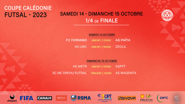 Objectif DEMIES pour nos quarts de finalistes FUTSAL | Coupe de Calédonie FUTSAL - 1/4 de FINALE Objectif DEMIES pour nos quarts de finalistes FUTSAL | Coupe de Calédonie FUTSAL - 1/4 de FINALE