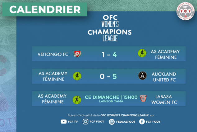 L'ASAF joue 'sa qualif' ce DIMANCHE (15H00) | OFC Women’s Champions League (Groupe - Match 3) L'ASAF joue 'sa qualif' ce DIMANCHE (15H00) | OFC Women’s Champions League (Groupe - Match 3)
