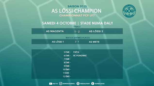 L'AS LÖSSI = CHAMPION de CALÉDONIE U17 - 2025 | Championnat U17 FCF - Finales