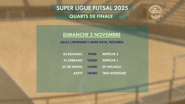 POINT D'ÉTAPE en SUPER LIGUE FUTSAL | Programme des rencontres + Tableau final