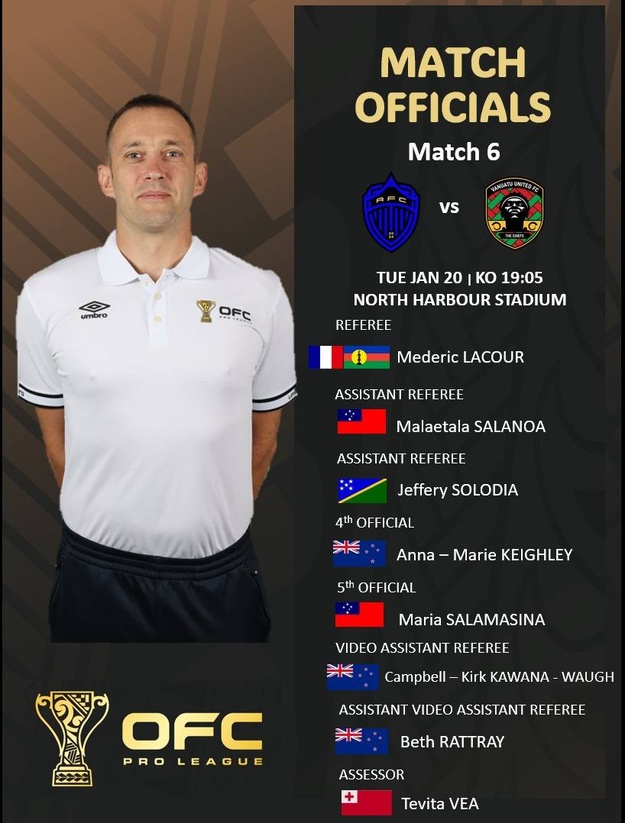 TAHITI UNITED battu d'entrée, MÉDÉRIC LACOUR au centre ce mardi | OFC PRO LEAGUE