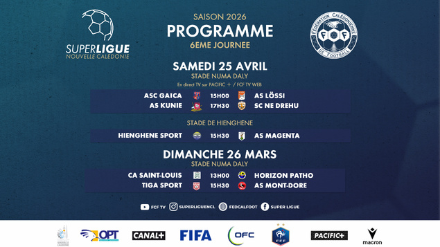 Programme du week-end = Super Ligue J6 + Super Ligue FUTSAL J2 + U17 Fédéral J3 Programme du week-end = Super Ligue J6 + Super Ligue FUTSAL J2 + U17 Fédéral J3