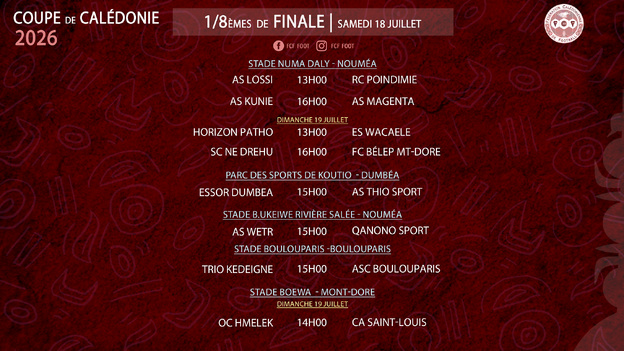 COUPE DE CALÉDONIE | Huit rencontres pour poursuivre l'aventure