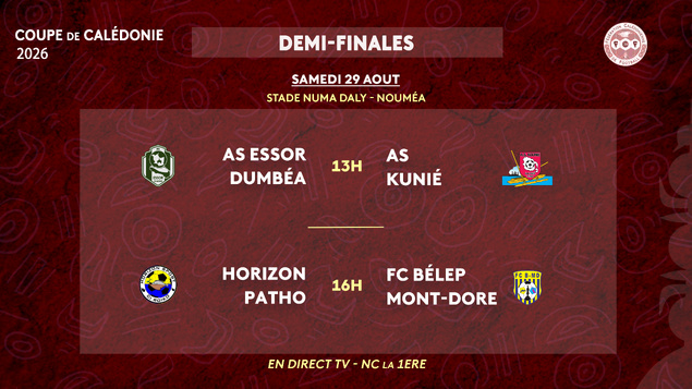 DEMI-FINALES de COUPE DE CALÉDONIE = PROGRAMME et INFOS STADE DEMI-FINALES de COUPE DE CALÉDONIE = PROGRAMME et INFOS STADE