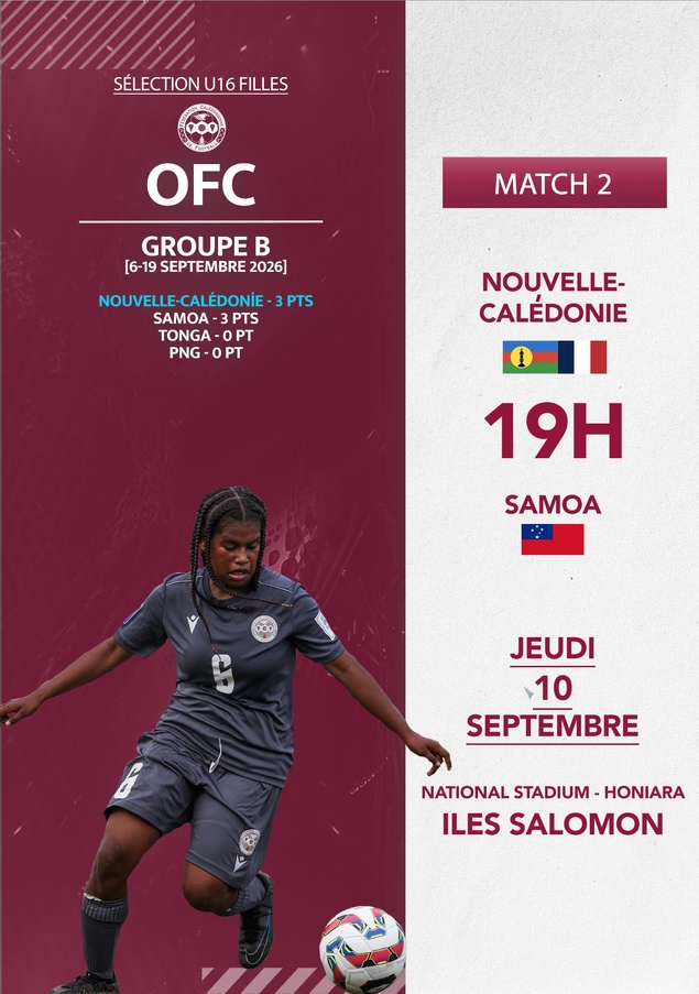 Les U16 cagous visent la première place (groupe B) | SAMOA vs NCL = ce jeudi (19H00) - Tournoi U16 FILLES Les U16 cagous visent la première place (groupe B) | SAMOA vs NCL = ce jeudi (19H00) - Tournoi U16 FILLES