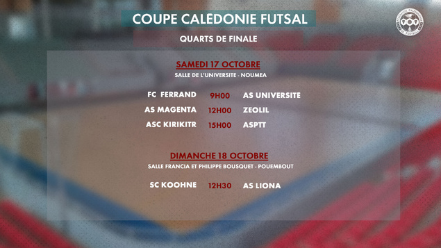 Qui accèdera au dernier carré ? / COUPE DE CALEDONIE FUTSAL - Programme des QUARTS