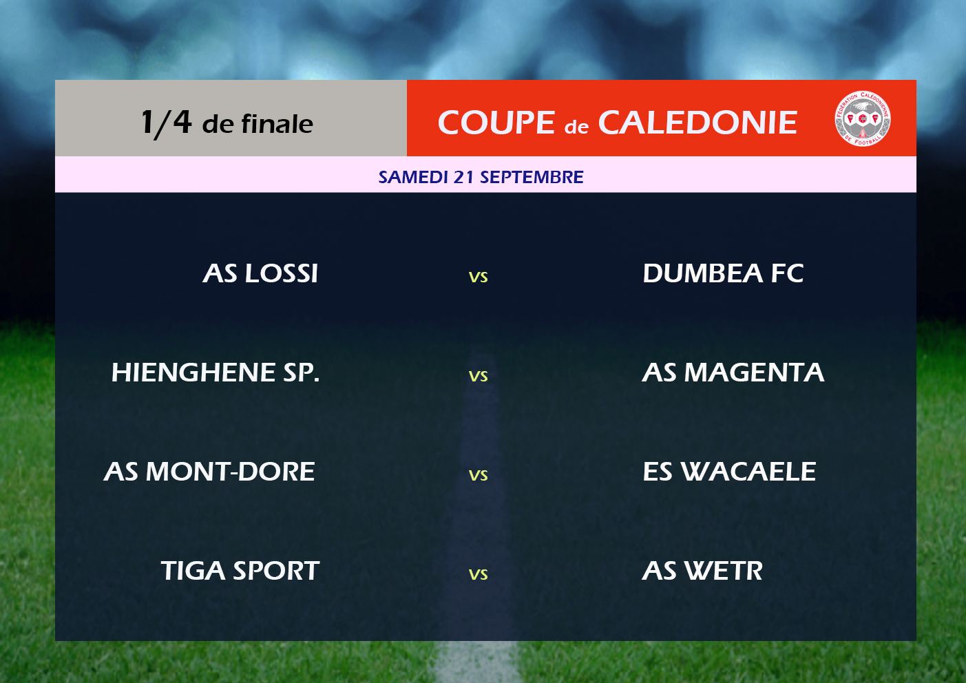 Les chocs des QUARTS sont connus / COUPE de CALEDONIE