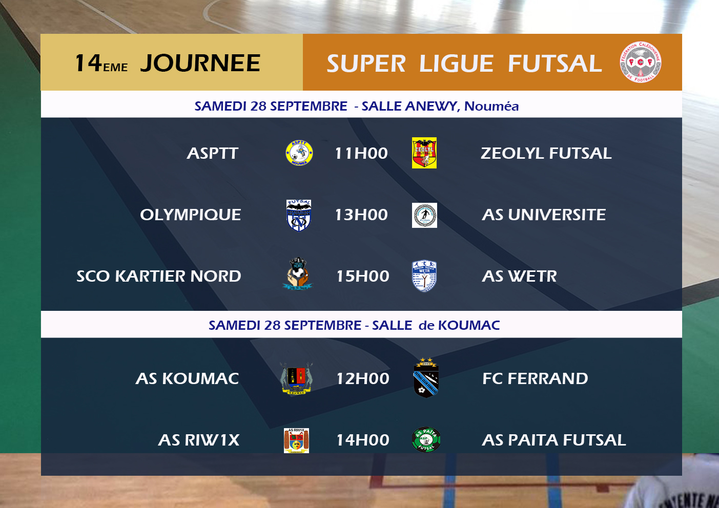 14ème étape pour la Super Ligue FUTSAL / Programme