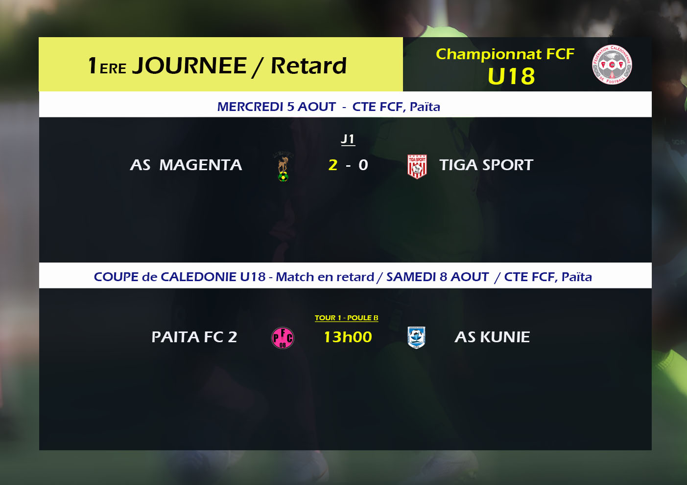 Championnat FCF U18 : Programme J9 (avancée) / Classement - Résultat (retard J1)