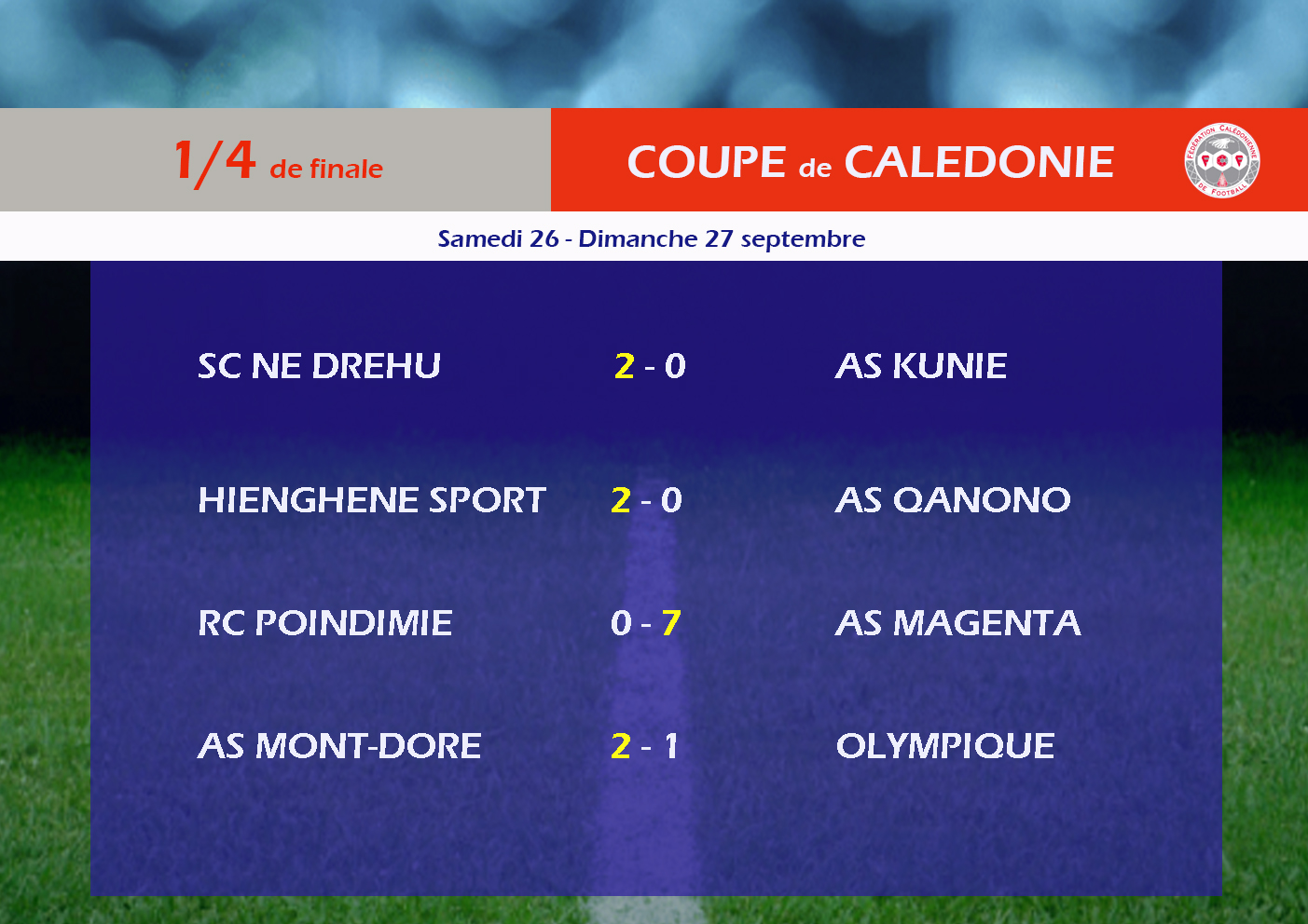 MAGENTA-HIENGHENE et MONT DORE - NE DREHU / Tirage 1/2 finale COUPE de CALEDONIE