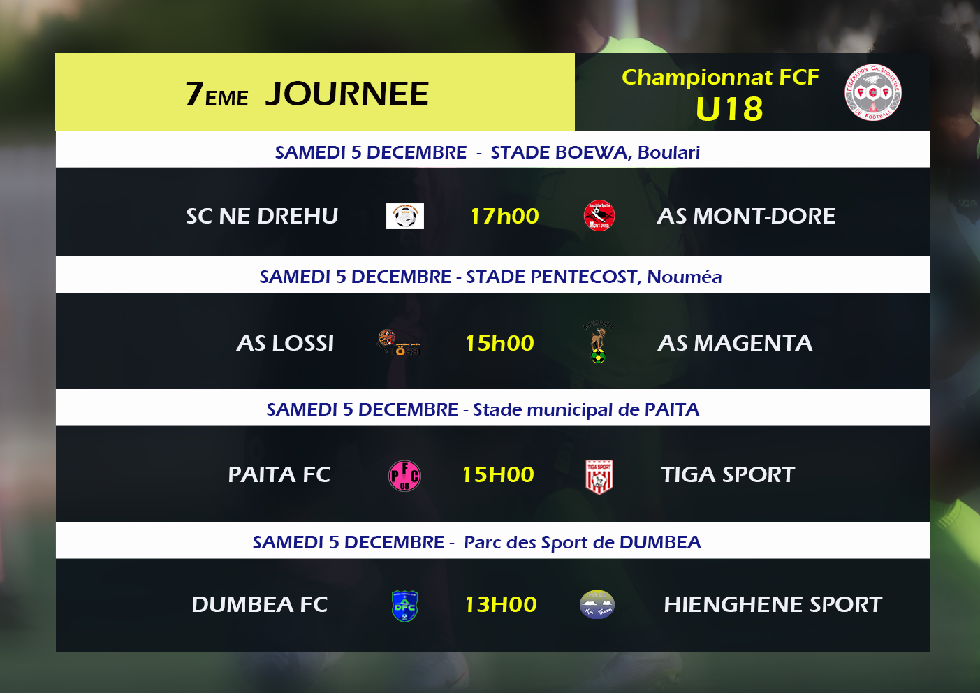 Un samedi football intense / Programme du week-end (Féminines - U15 - U18 - FUTSAL - PLAY OFF J2 - PH et 1ère Div SUD)