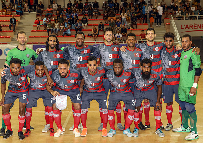 La Sélection A Futsal de Nouvelle-Calédonie, lors de la Nation's Cup OFC 2019.