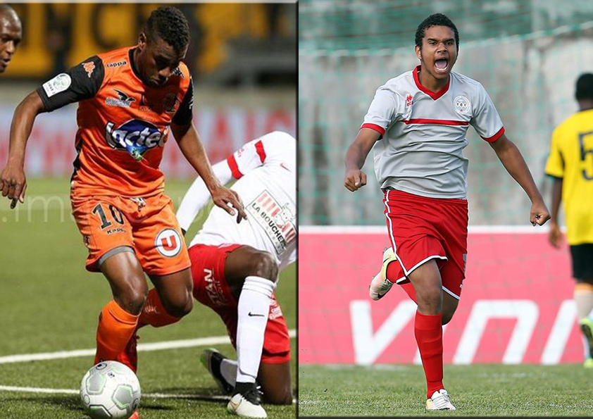 César Zéoula, sous le maillot de Laval (à gauche) / Paul Gope-Fenepej sous le maillot de la Sélection U17 de Calédonie (à droite).