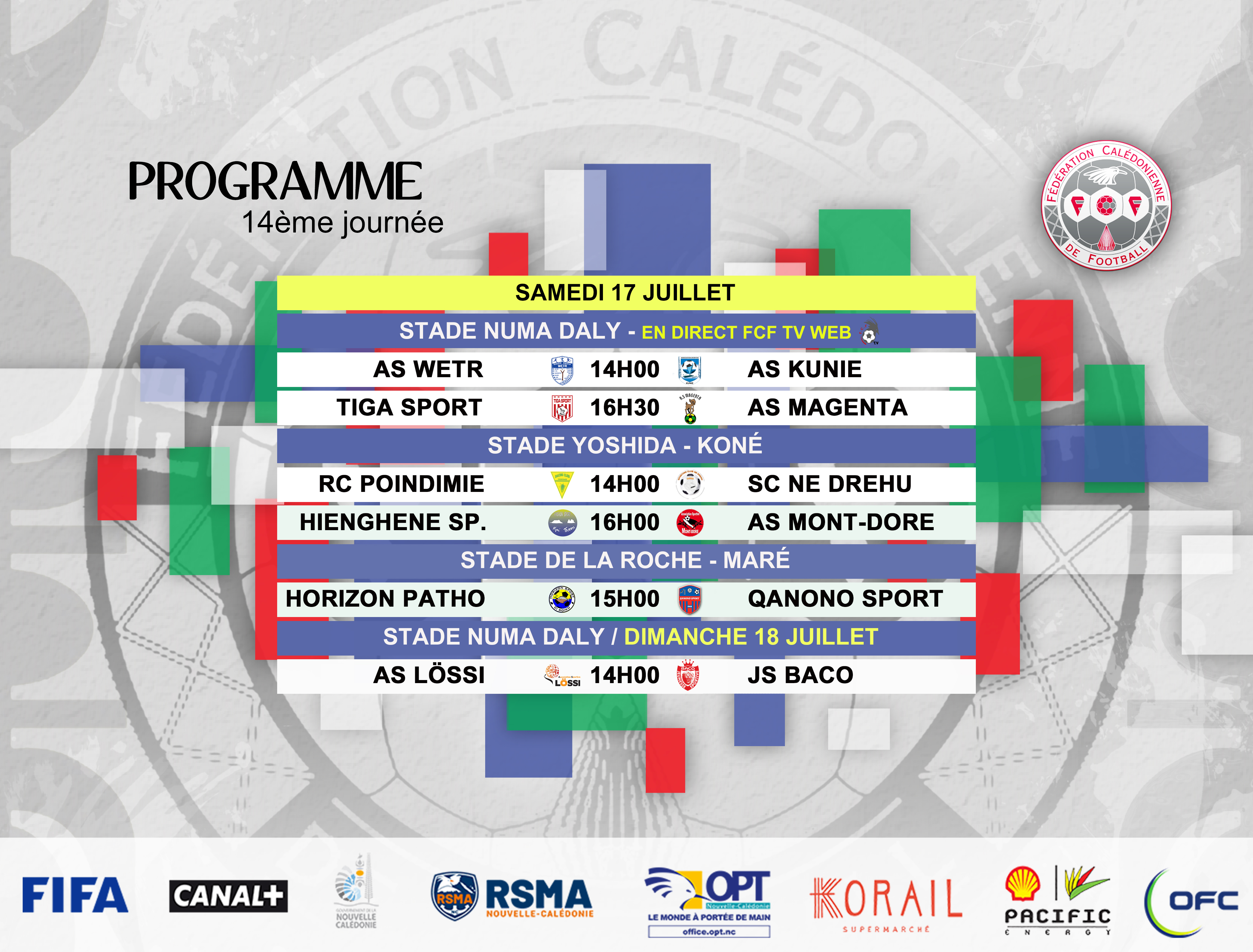 Programme du week-end / SUPER LIGUE J14 + FUTSAL J5 + Coupe U18 (4ème tour)