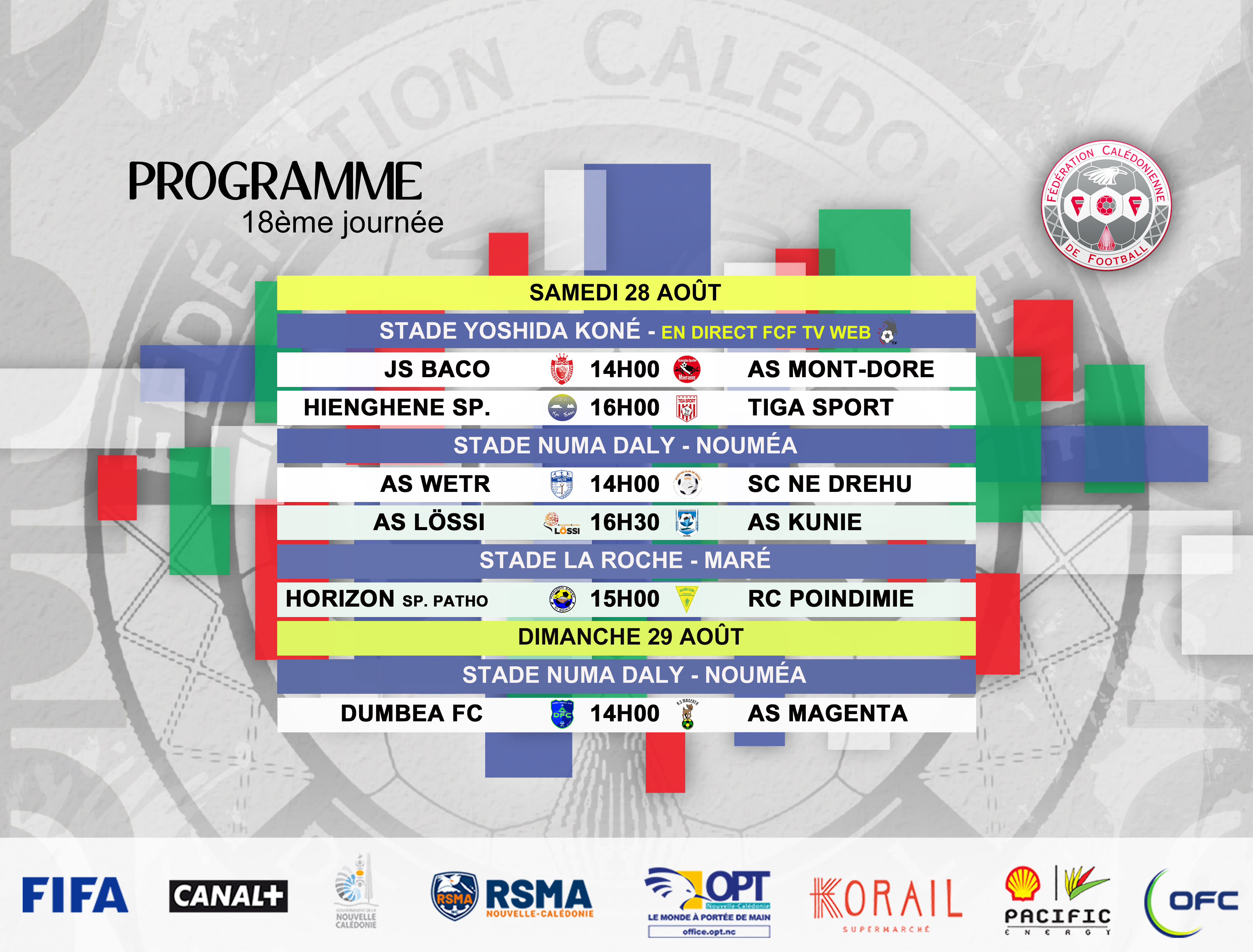 Programme du week-end / SUPER LIGUE (J18 - LIVE MATCHS) + FUTSAL (J16) + U18 (J8)