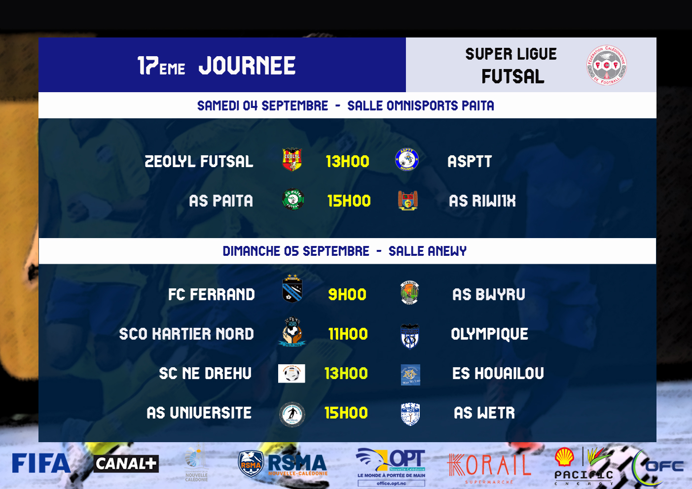 Programme du week-end : COUPE - SUPER LIGUE - FUTSAL - U18