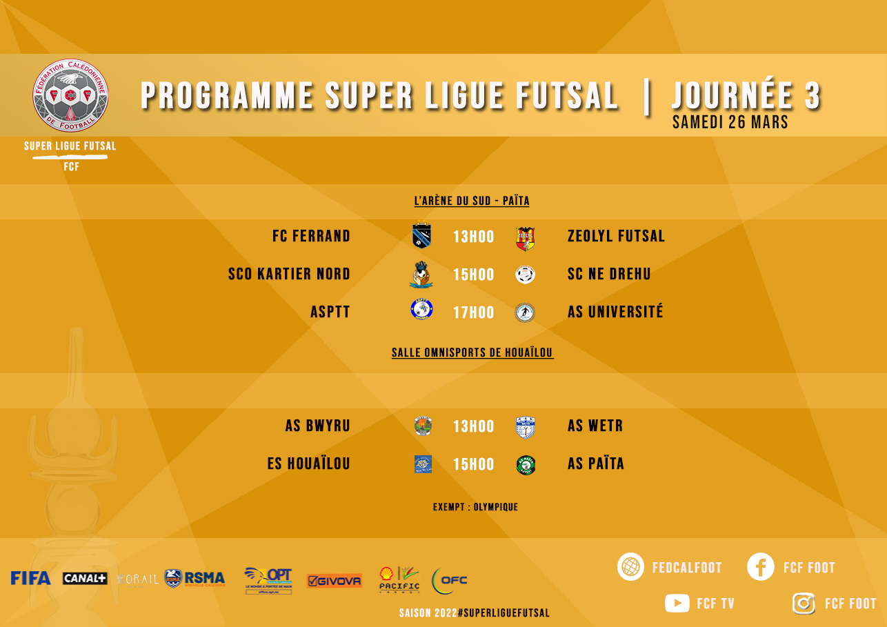 PROGRAMMES du WEEK-END / Championnats FCF