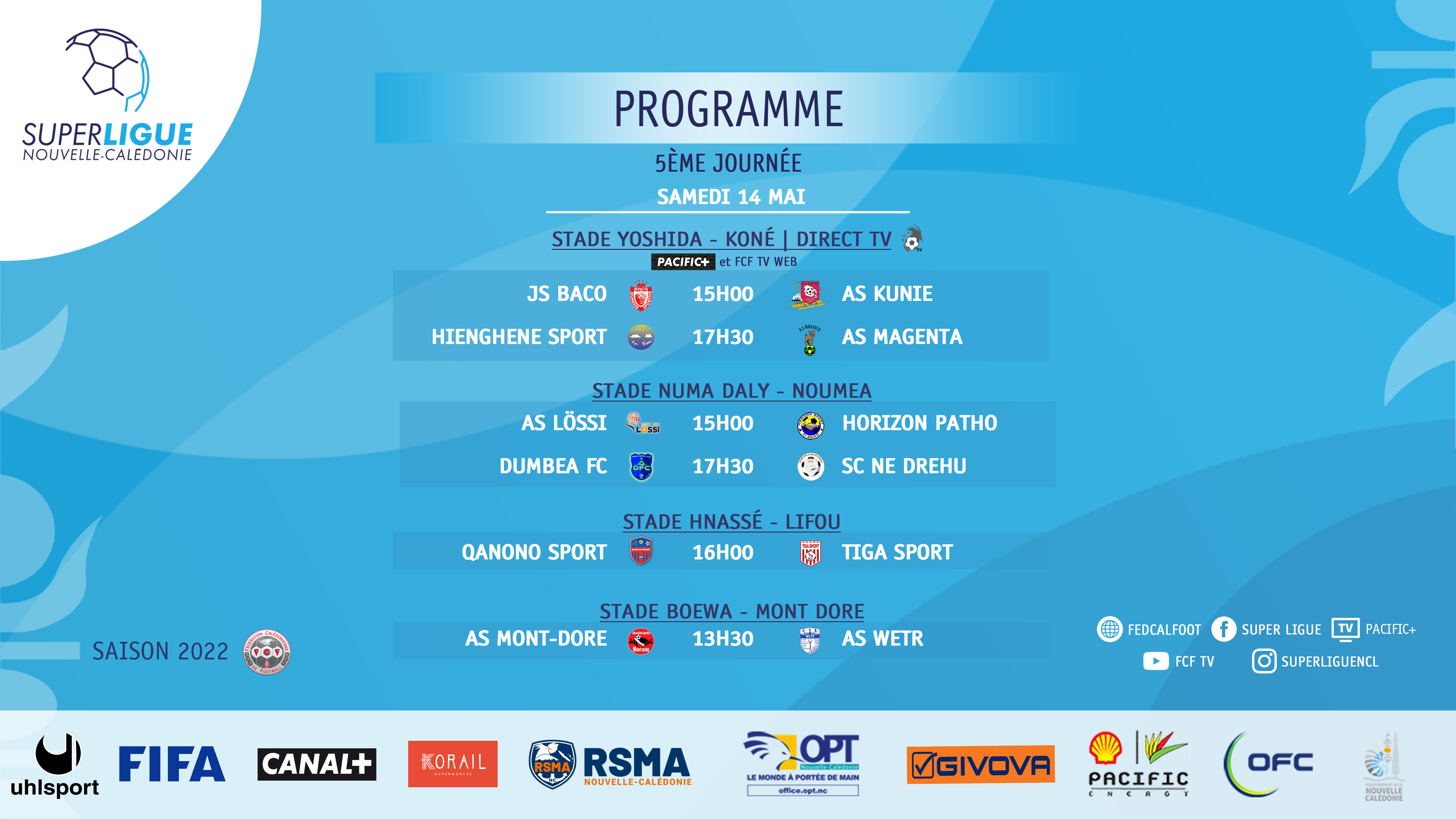 SUPER LIGUE | JOURNEE 5 - Programme et Matchs TV