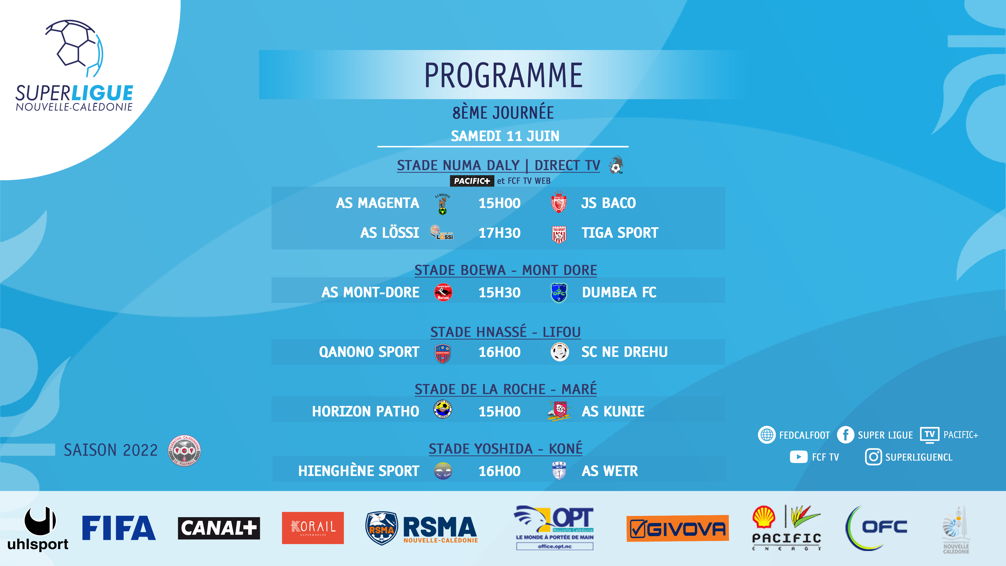 SUPER LIGUE | PROGRAMME J8 : ce samedi 11 juin