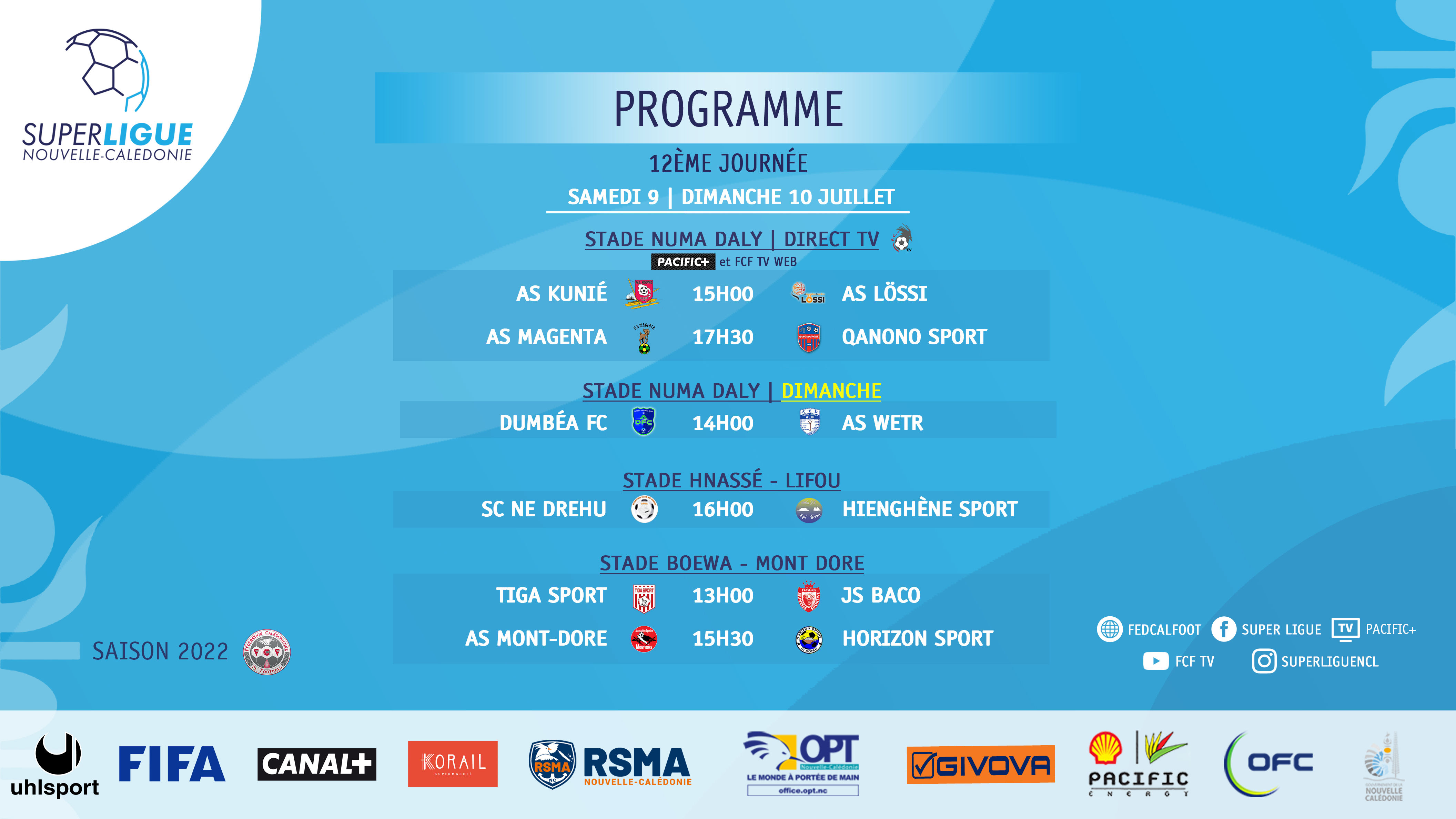 PROGRAMME et LIVE | SUPER LIGUE et FUTSAL (J12)