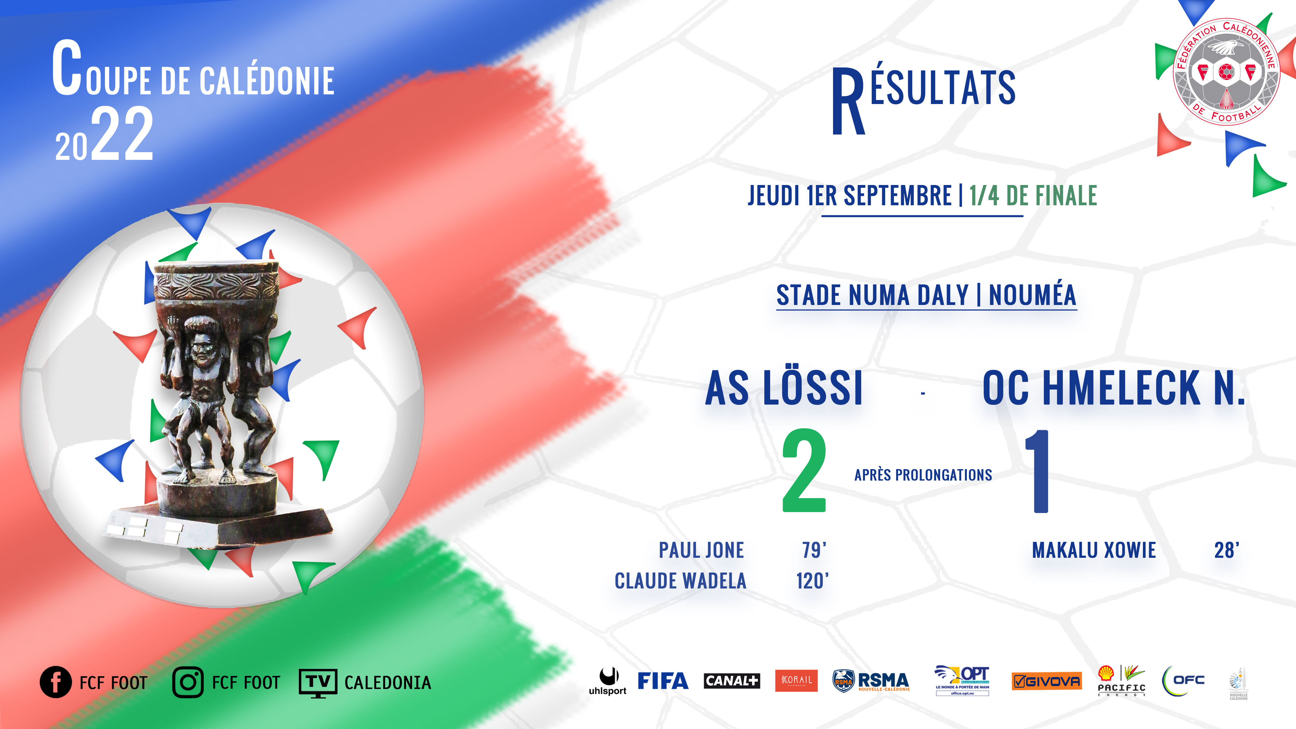 LÖSSI rejoint les DEMI-FINALES en battant HMELECK sur le fil (2-1, après prolongations) | COUPE de CALEDONIE