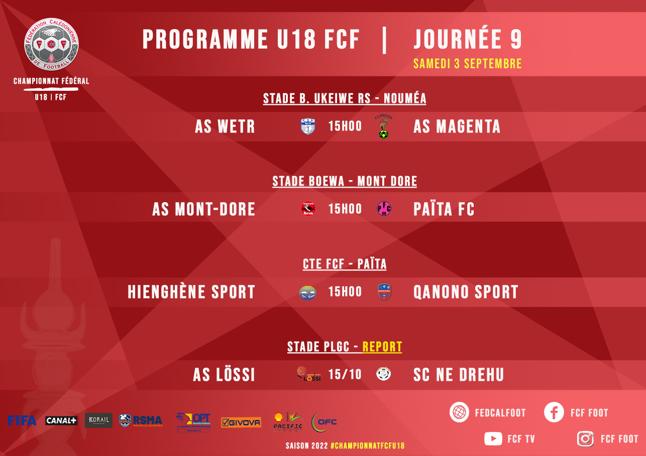 Programme fédéral du WEEK-END | SUPER LIGUE J16 et SUPER LIGUE FUTSAL J17 + U18 Fédéral et COUPE Féminines