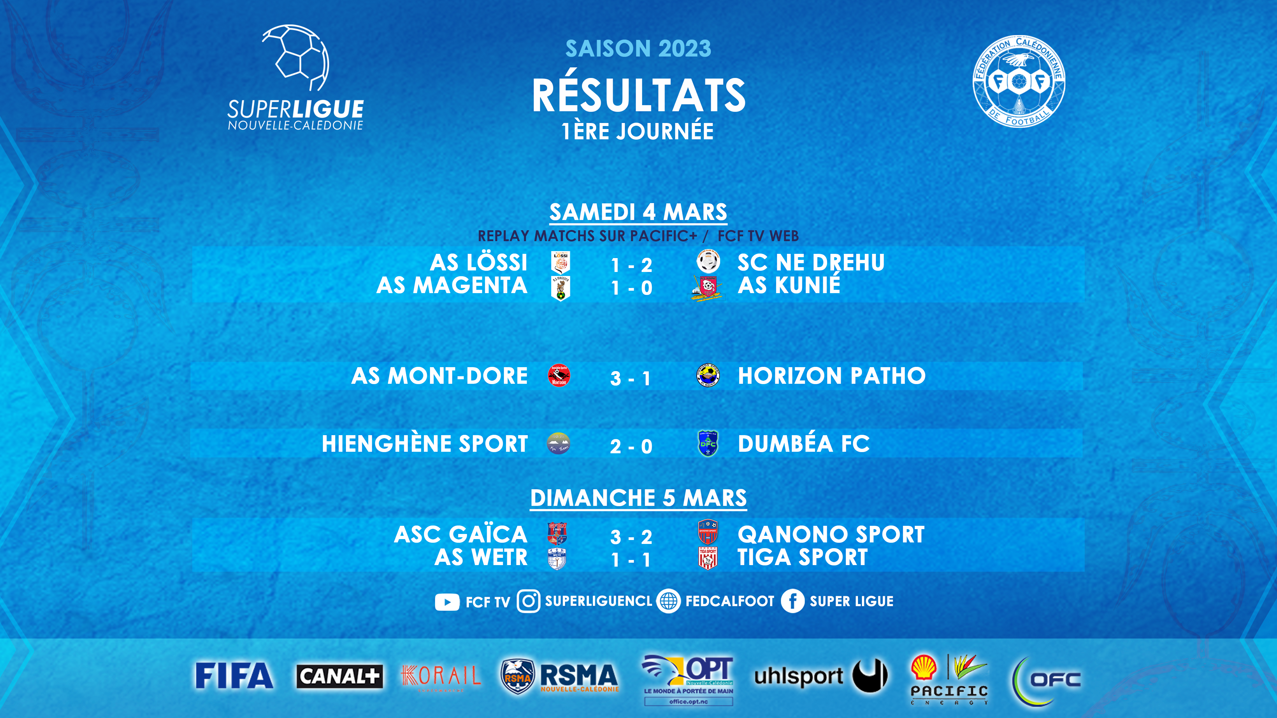 Résultats - Classements | SUPER LIGUE J1 + FUTSAL J1 + U18 FCF