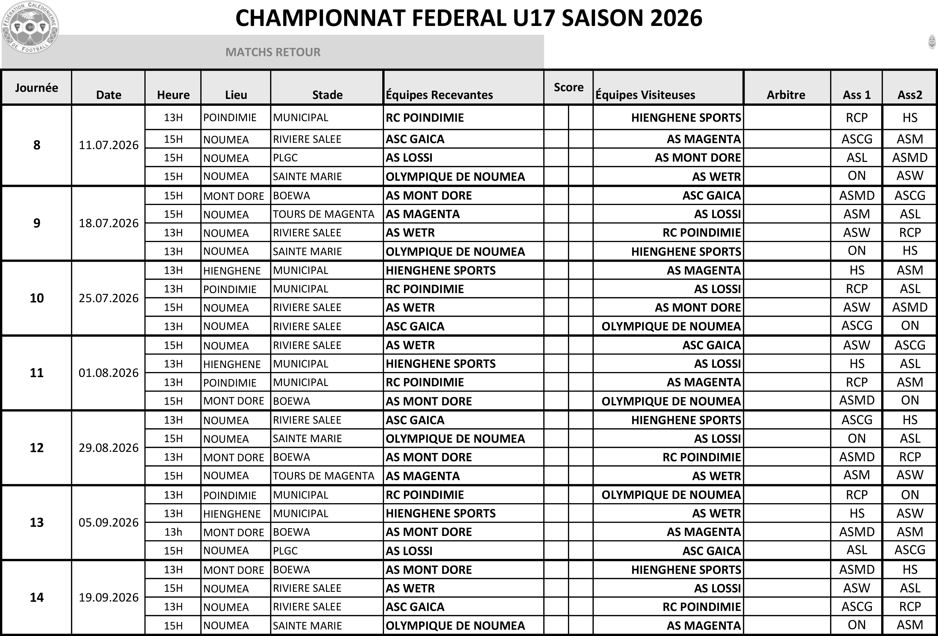 Championnat U-17 FCF [Saison 2026]