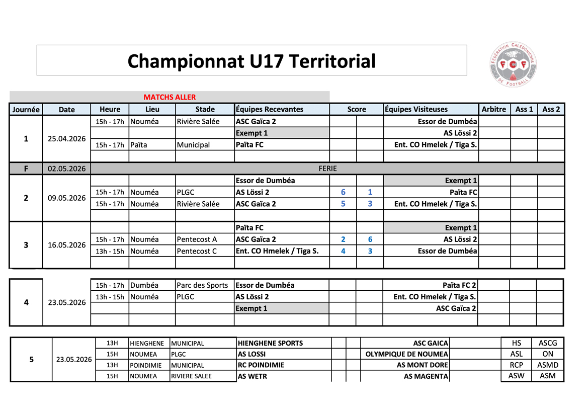 Championnat U-17 FCF [Saison 2026]