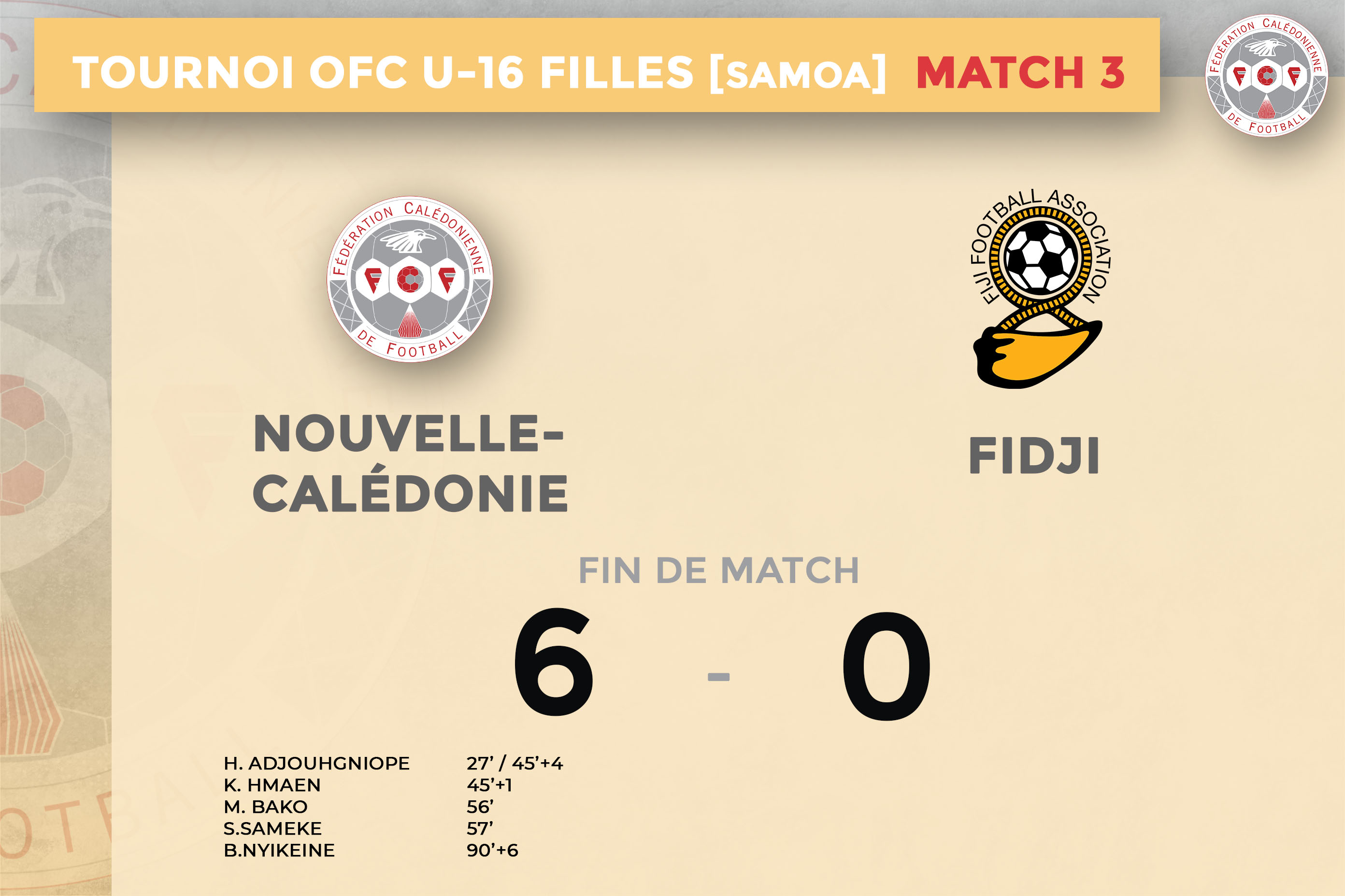 Les U16 cagou rejoignent les DEMIES | NCL 6 - 0 FIDJI [Tournoi OFC, U16 Féminin]