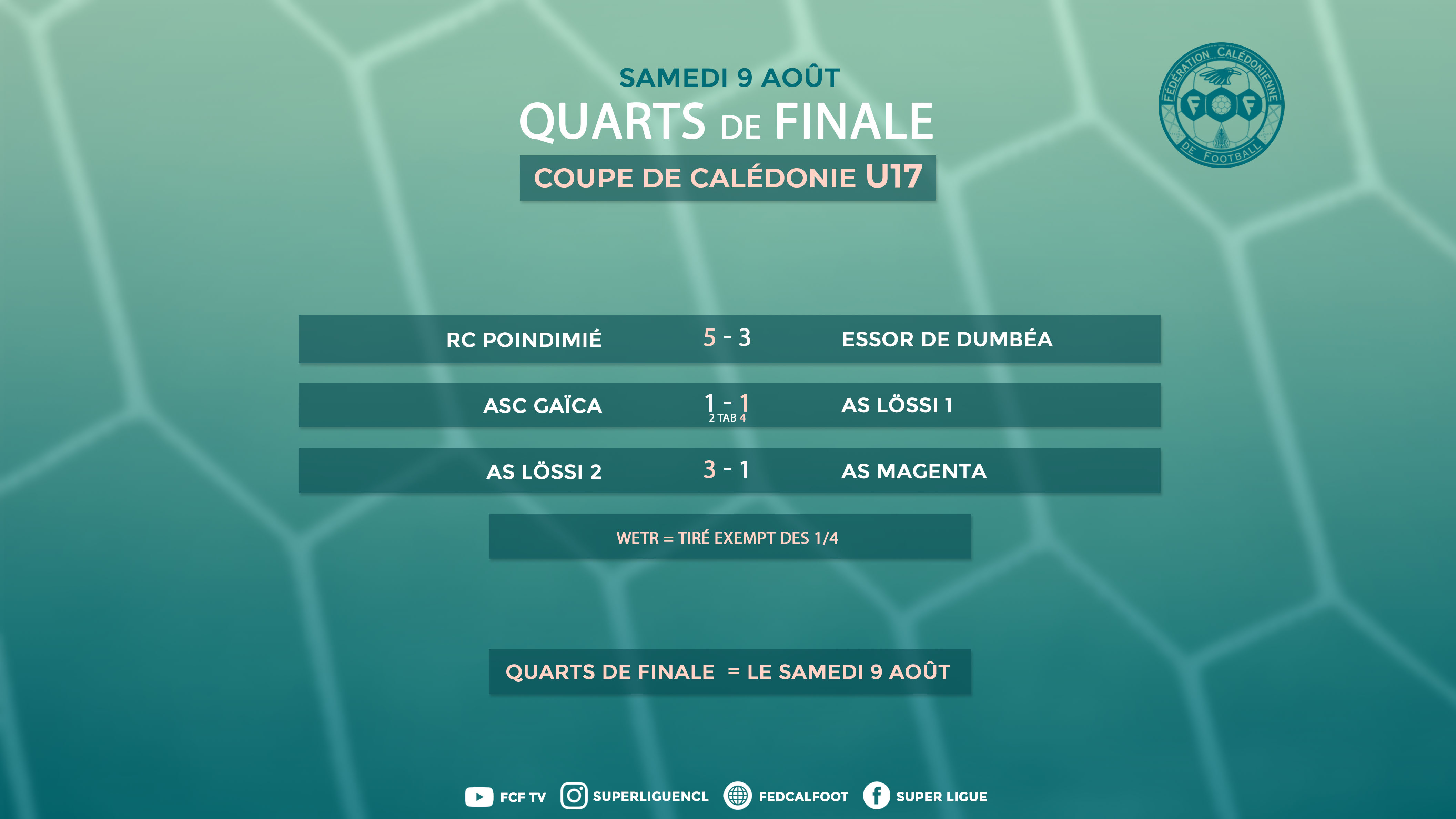 Poindimié et Lössi rejoignent Wetr en demi-finales | Coupe de Calédonie U-17