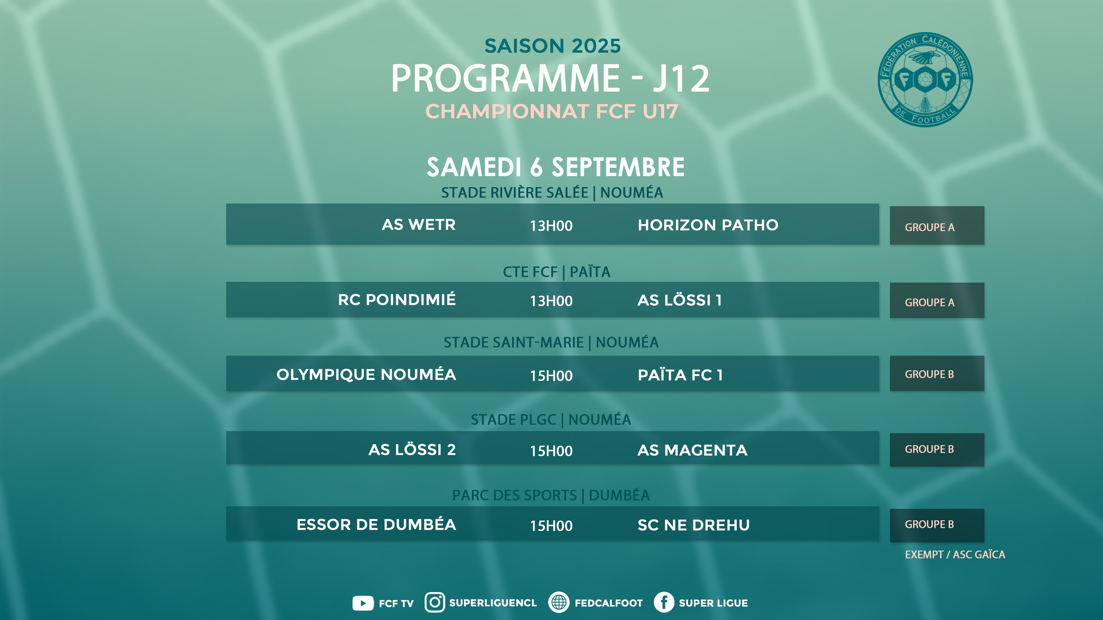 Choc capital en U17 fédéral = la première place de la poule B est en jeu | Championnat U17 FCF - J12