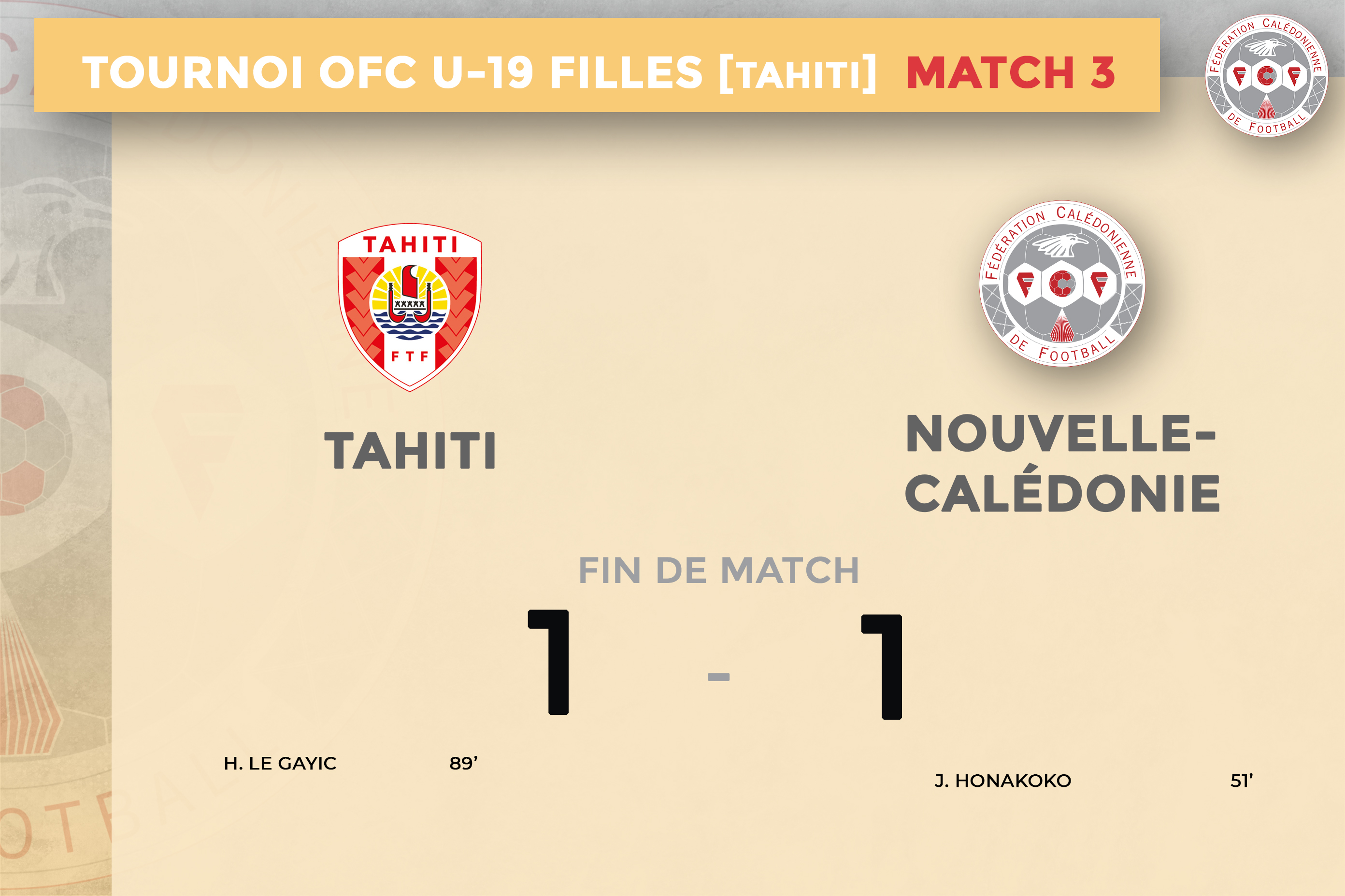 Les U19 calédoniennes filent en DEMIE = TAHITI 1 - 1 NCL | Tournoi OFC - U19 Féminines