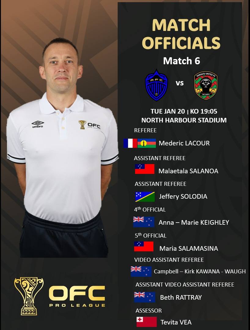 TAHITI UNITED battu d'entrée, MÉDÉRIC LACOUR au centre ce mardi | OFC PRO LEAGUE