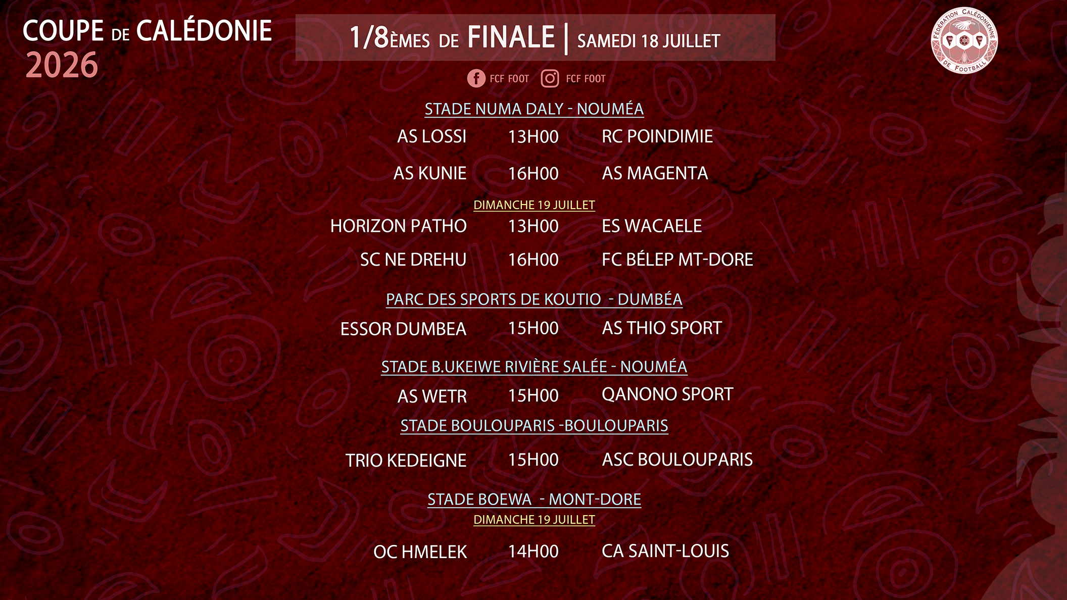 COUPE DE CALÉDONIE | Huit rencontres pour poursuivre l'aventure