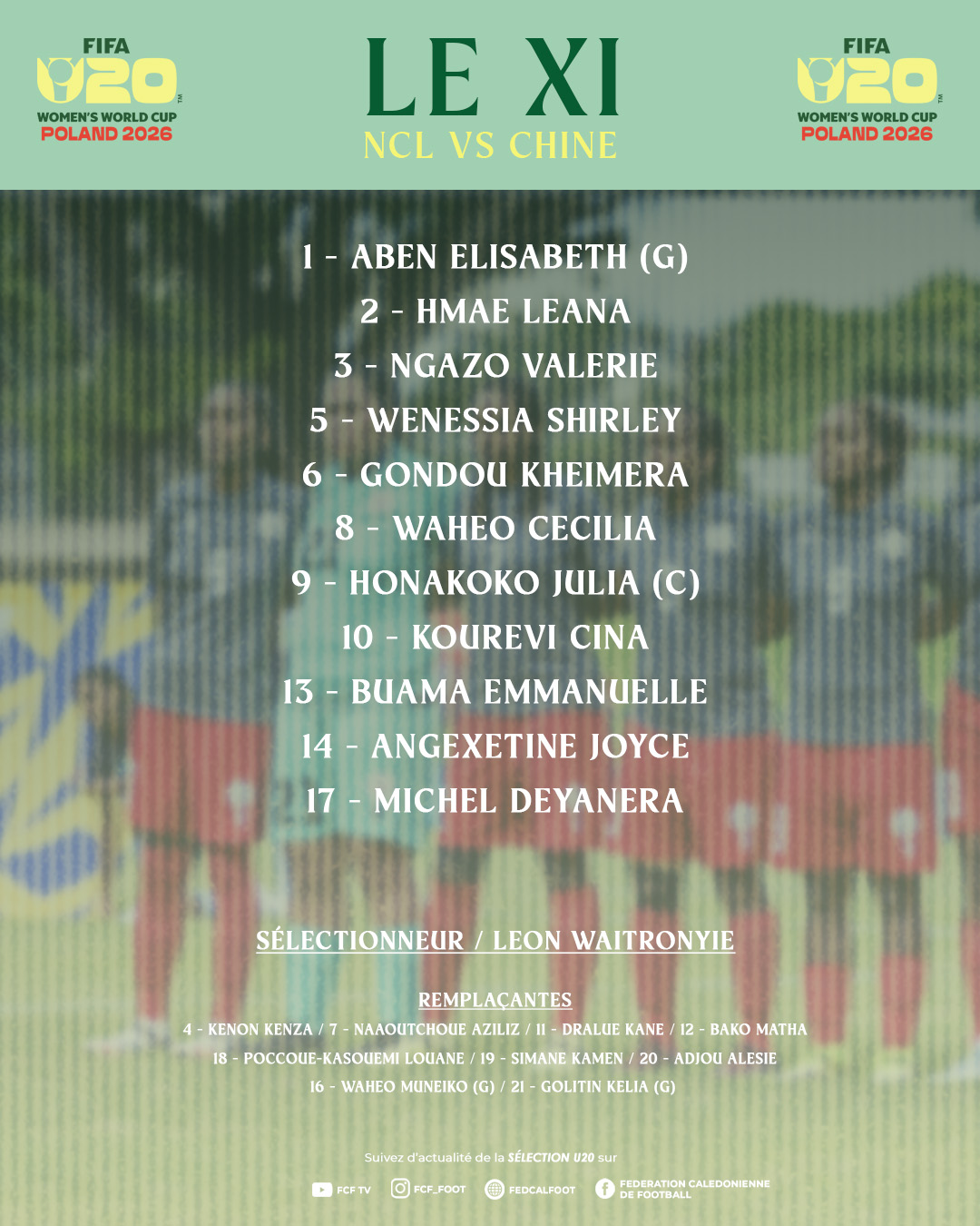 Une défaite pour l’histoire = NCL 0 -5  CHINE | Coupe du Monde U20 Féminine – Pologne 2026